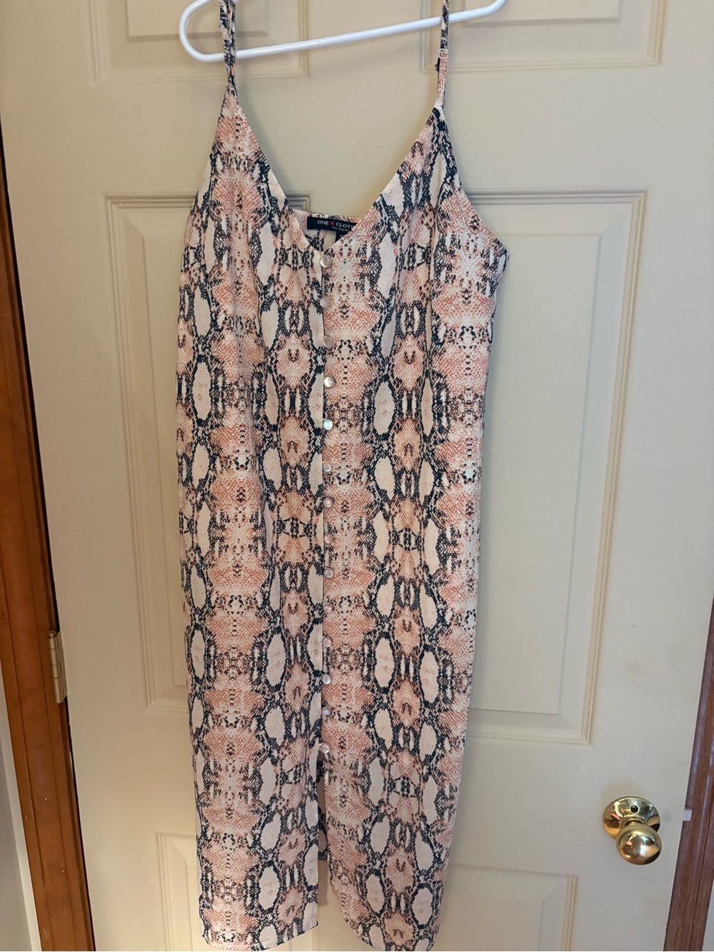 one clothing Pink and Black Snake-Print Midi Dress